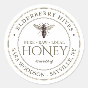 White Honey Label mit Vintager Queen Bee Runder Aufkleber