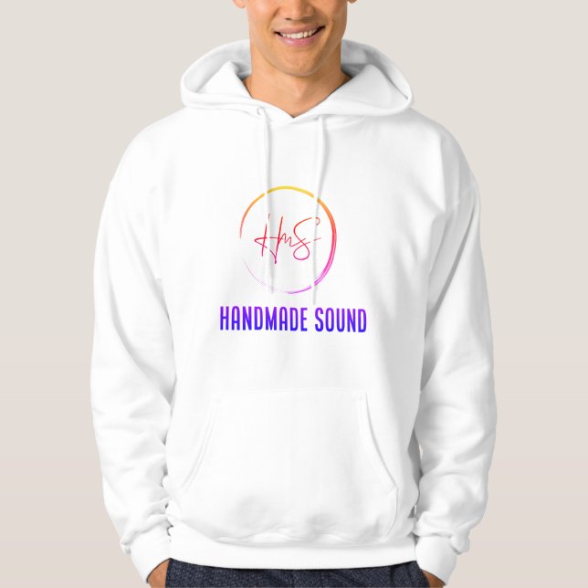 White hoodie - HmS - Handmade Sound (Vorderseite)