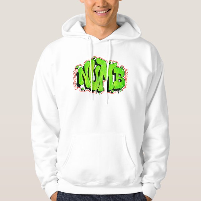 White Hoodie mit Neon Graffiti (Vorderseite)