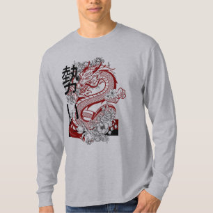 "White Hoodie mit Red Dragon Graphic Design T-Shirt