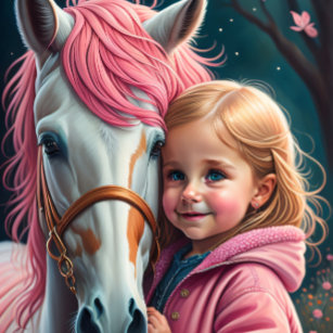 White Horse and Little Cutie in a pink coat Seidenpapier