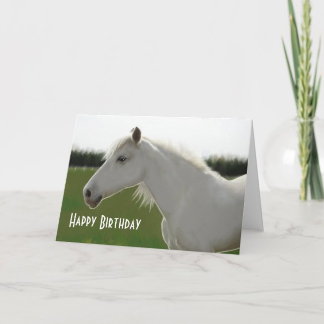 White Horse Birthday Blank Card Karte (Vorderseite)