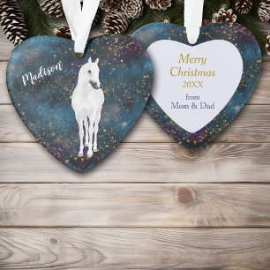 White Horse Gold Stars Tochter Ornament