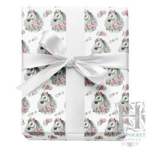 White Horse Wedding Wrapping Paper Geschenkpapier