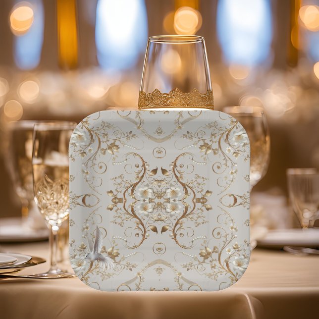 White Hummingbird Minimal Floral Paper Teller (Von Creator hochgeladen)