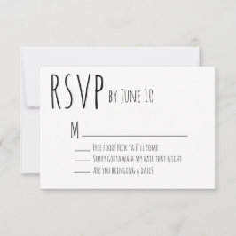 White Humour Wedding RSVP Card