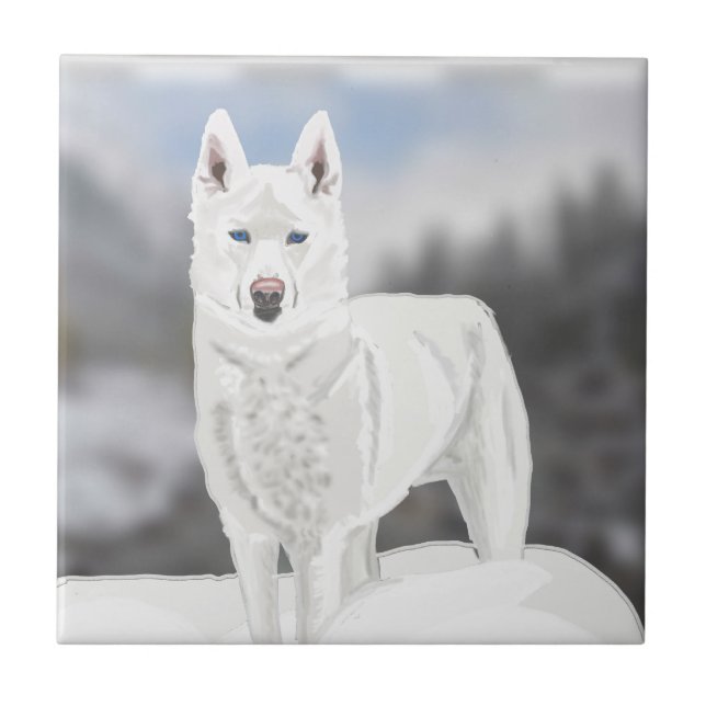 White Husky Fliese (Vorderseite)