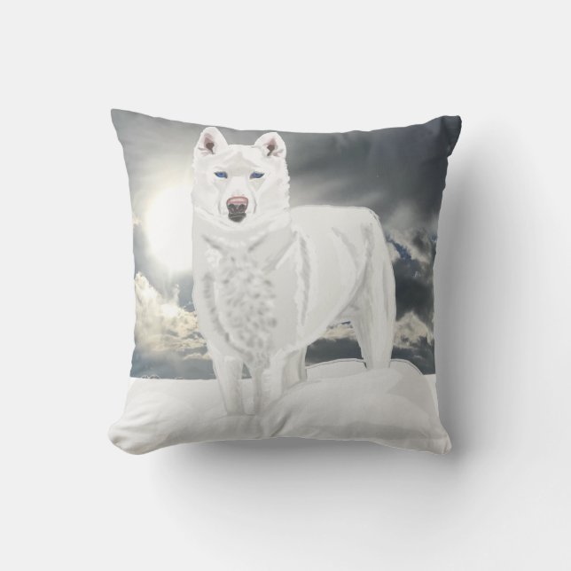 White Husky in Snow Kissen (Vorderseite)