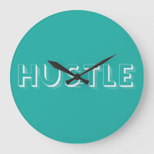 White Hustle Moderne Typografie Große Wanduhr