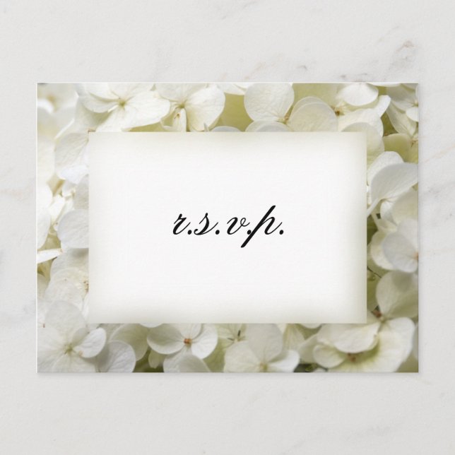 White Hydrangea-Blume Hochzeit RSVP-Reaktion Einladungspostkarte (Vorderseite)