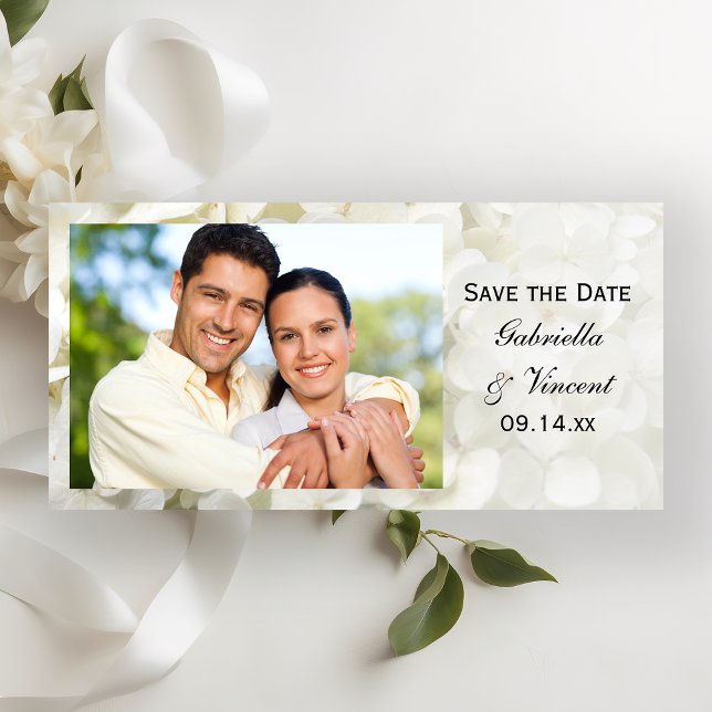 White Hydrangea-Blume Hochzeit speichern Sie das D Save The Date (Von Creator hochgeladen)
