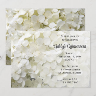 White Hydrangea Blume Quinceanera Einladung