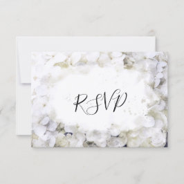 White Hydrangea Blume Wassercolor Wedding RSVP Karte