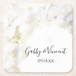 White Hydrangea Blume Wasserfarbenhochzeit Rechteckiger Pappuntersetzer