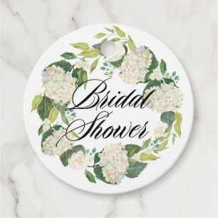 White Hydrangea Blume Wreath Brautparty Geschenkanhänger