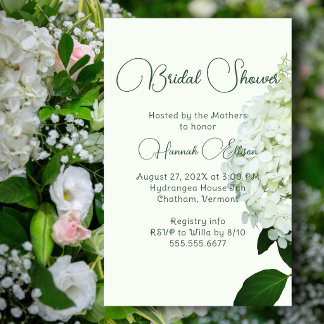 White Hydrangea Budget Bridal Dusche Einladung Flyer