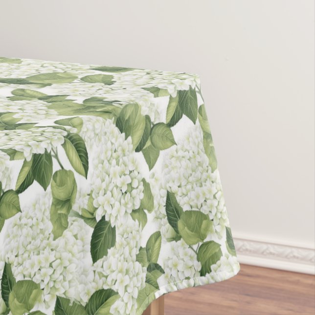 White Hydrangea Cotton Tablecloth Tischdecke (Beispiel)