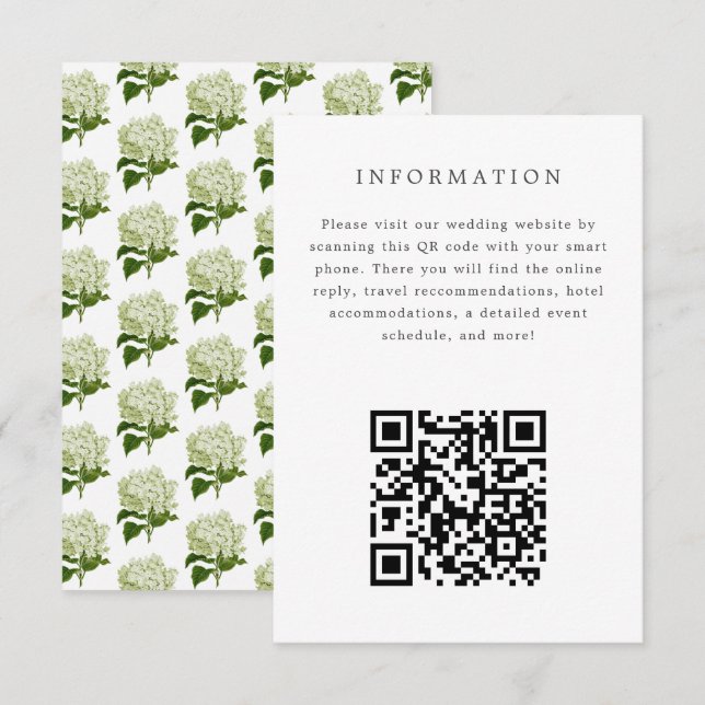 White Hydrangea Einladungskarte für Hochzeiten (Vorne/Hinten)
