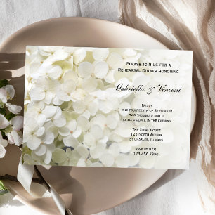 White Hydrangea Floral Wedding Probe Dinner Einladung