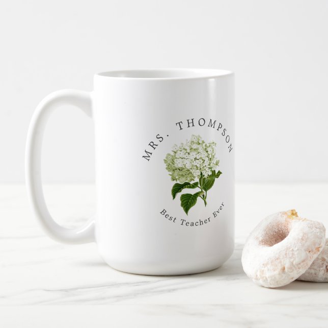 White Hydrangea Grand-Millennium-Jährige Beste Leh Kaffeetasse (Mit Donut)