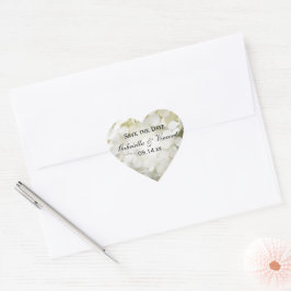 White Hydrangea Hochzeit retten das Datum Herz-Aufkleber