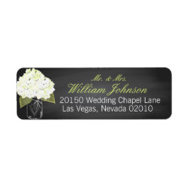 White Hydrangea Jar Chalkboard Wedding Label