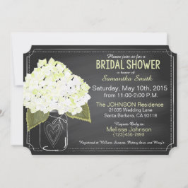 White Hydrangea Mason Jar Chalkboard Brautparty Einladung