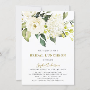 White Hydrangea Rose BRIDAL LUNCHEON Einladung