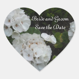 White Hydrangea Save the Date Herz-Aufkleber