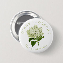 White Hydrangea Wedding Party Matron of Honour Button