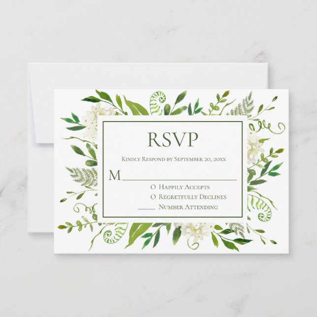 White Hydrangeas Floral Water Wedding RSVP (Vorderseite)