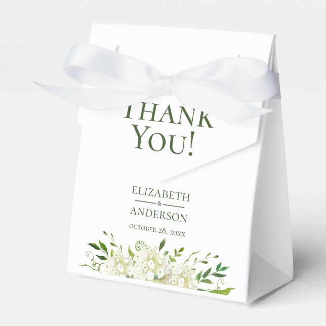 White Hydrangeas Floral Wedding Vielen Dank Geschenkschachtel (Vorderseite)