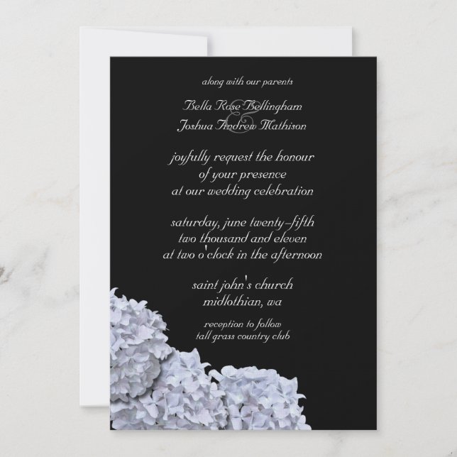 White Hydrangeas Hochzeitseinladung Einladung (Vorderseite)