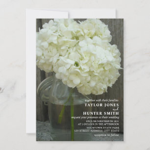 White Hydrangeas Mason Jar Wedding Einladung