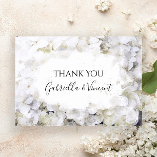 White Hydrangeas Watercolor Mariage Merci Note