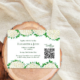 White Hydrangeas Wedding Website QR Code UAWG Begleitkarte