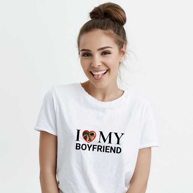White I Liebe My Boyfriend Foto T - Shirt (Von Creator hochgeladen)