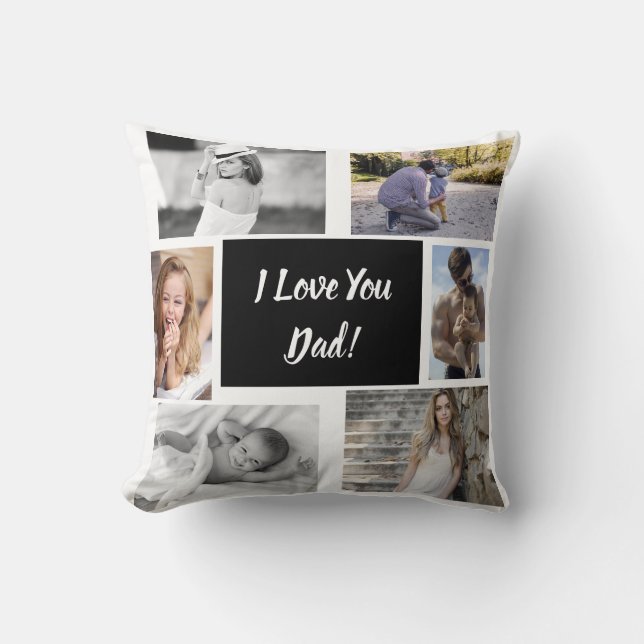 White I Liebe You Vater Family Foto Collage Kissen (Vorderseite)