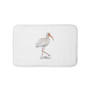 White Ibis Beach Coastal Bird Malerei Badematte