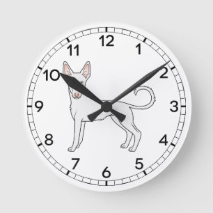White Ibizan Hound Weichcoat Niedlicher Cartoon Do Runde Wanduhr