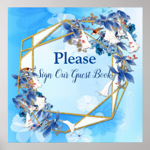 White Illustriert Watercolor Moonflower Gästebuch