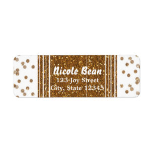 White Imitats Pinselgoldfarbene Glitzer-Adressenma