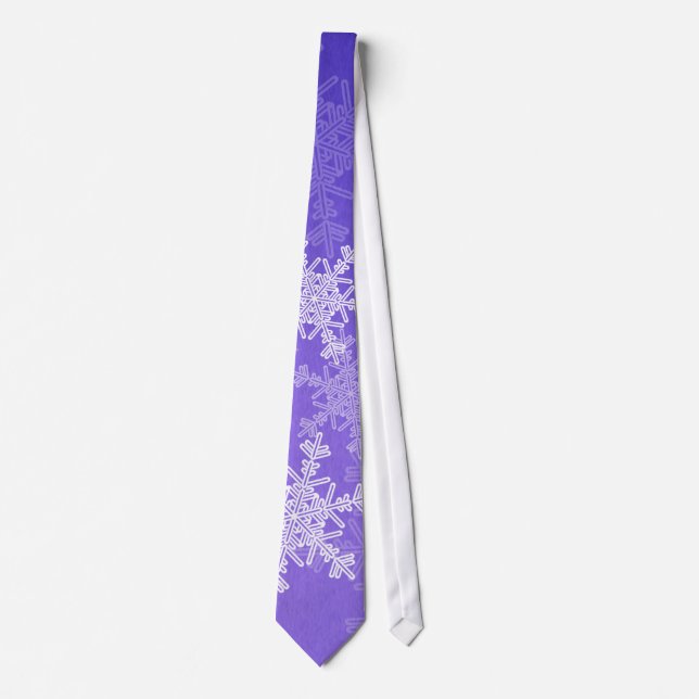 White Indigo Snowflakes Minimalistischer Weihnacht Krawatte (Vorderseite)