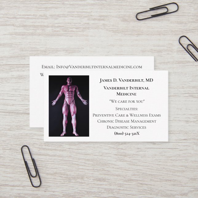 White Internist DR. Interne Medizin des menschlich Visitenkarte (Vorderseite/Rückseite Beispiel)