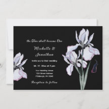 White Iris Floral on Black Christlich Wedding