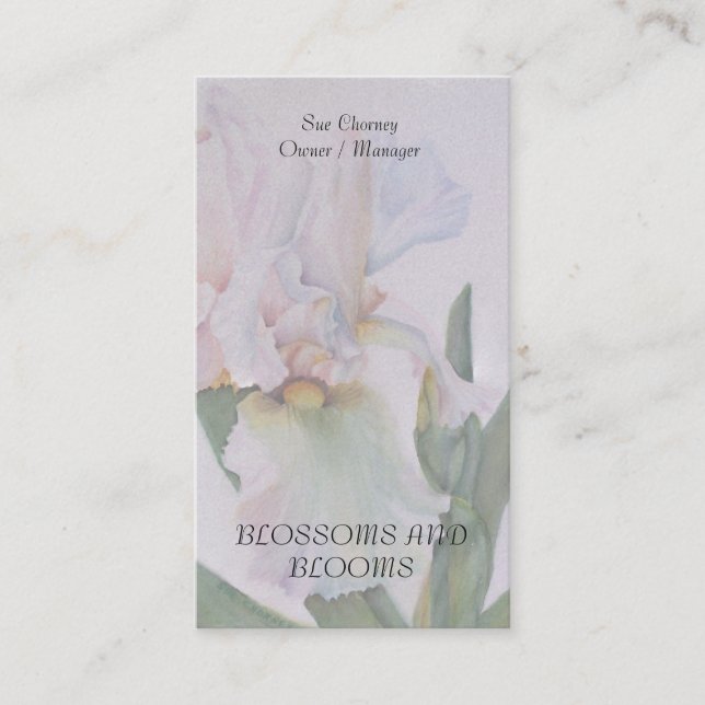 WHITE IRIS WATERCOLOR BLUME BUSINESS CARDS VISITENKARTE (Vorderseite)