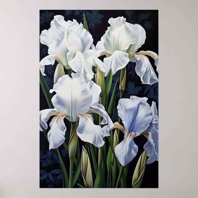 White Irische Blume Art Print Poster (Vorne)