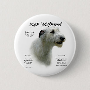 White Irish Wolfhound History Button