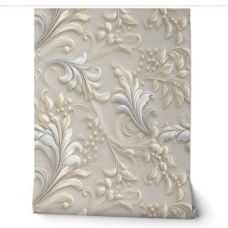 White Ivory Acanthus Tapete