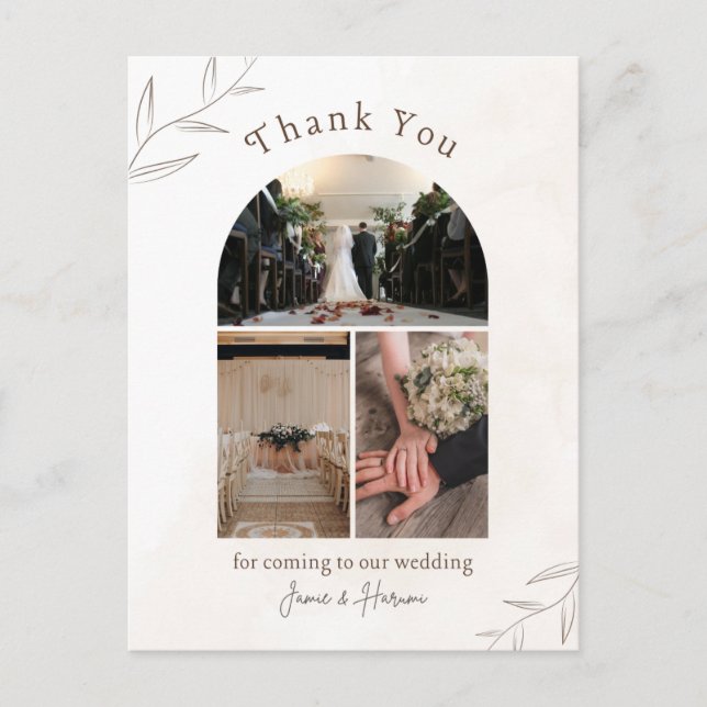 White Ivory Danke für die Hochzeitskarte Postkarte (Vorderseite)